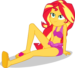 Size: 3298x2979 | Tagged: safe, alternate version, artist:dustinwatsongkx, sunset shimmer, human, equestria girls, g4, accessory swap, bare shoulders, bikini, clothes, clothes swap, female, high res, pinkie pie swimsuit, simple background, sleeveless, solo, swimsuit, swimsuit swap, transparent background