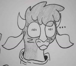 Size: 1311x1141 | Tagged: safe, artist:spoopygirl, arizona (tfh), cow, them's fightin' herds, community related, lineart, shocked, traditional art
