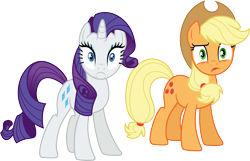 Size: 4670x3000 | Tagged: safe, artist:cloudy glow, applejack, rarity, earth pony, pony, unicorn, g4, three's a crowd, .ai available, applejack's hat, cowboy hat, duo, duo female, female, hat, simple background, transparent background, vector