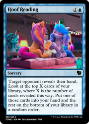 Size: 375x523 | Tagged: safe, edit, edited screencap, screencap, izzy moonbow, misty brightdawn, sunny starscout, earth pony, pony, unicorn, g5, my little pony: make your mark, my little pony: make your mark chapter 2, the traditional unicorn sleep-over, spoiler:my little pony: make your mark chapter 2, spoiler:mymc02e06, ccg, crystal, female, lamp, magic the gathering, mane stripe sunny, mare, pillow, trading card, trading card edit