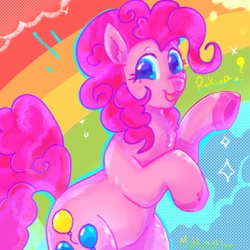Size: 1280x1280 | Tagged: safe, artist:mothpolllen, pinkie pie, earth pony, pony, g4, female, rainbow, solo