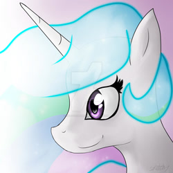 Size: 1280x1280 | Tagged: safe, artist:sketchypon3, princess celestia, alicorn, pony, g4, bust, deviantart watermark, obtrusive watermark, portrait, profile, solo, watermark