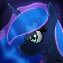 Size: 1024x1024 | Tagged: safe, artist:sketchypon3, princess luna, alicorn, pony, g4, bust, deviantart watermark, obtrusive watermark, portrait, profile, solo, watermark