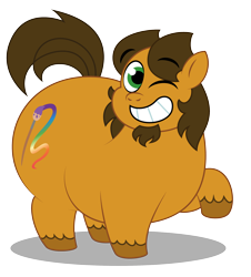 Size: 2312x2556 | Tagged: safe, artist:aleximusprime, oc, oc only, oc:alex the chubby pony, earth pony, pony, g4, g5, my little pony: tell your tale, absolute unit, earth pony oc, facial hair, fat, g4 to g5, generation leap, goatee, male, oh lawd he comin, one eye closed, ponysona, round, simple background, smiling, solo, stallion, transparent background, wink