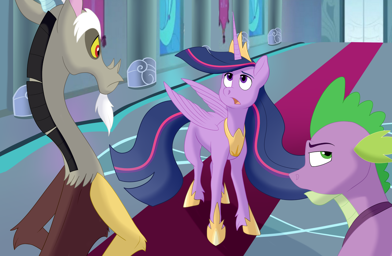 2929792 - safe, artist:red4567, luster dawn, spike, twilight sparkle,  alicorn, dragon, pony, unicorn, g4, the last problem, 3d, chad, dr. livesey  walk, gigachad spike, meme, older, older spike, older twilight, princess  twilight