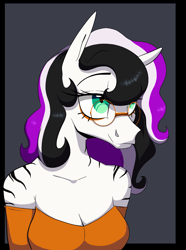 Size: 1611x2163 | Tagged: safe, artist:luxsimx, oc, oc:catalina fairchild, earth pony, zebra, anthro, bust, commission, female, glasses, portrait, solo