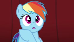 Size: 1920x1080 | Tagged: safe, screencap, rainbow dash, pegasus, pony, g4, rarity investigates, season 5, 1080p, cute, dashabetes, female, mare, open mouth, reaction image, solo