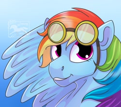 Size: 1280x1138 | Tagged: safe, artist:jenery, rainbow dash, pegasus, pony, g4, female, goggles, goggles on head, looking at you, mare, solo