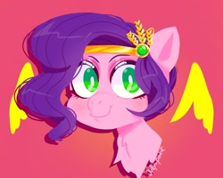 Size: 1350x1080 | Tagged: safe, artist:jully-park, pipp petals, pegasus, pony, g5, my little pony: a new generation, my little pony: make your mark, my little pony: tell your tale, adorapipp, cute, female, jewelry, lineless, looking at you, mare, simple background, smiling, solo, tiara
