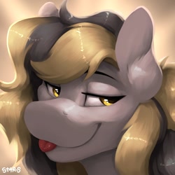 Size: 1200x1200 | Tagged: safe, artist:st4rs6, oc, oc only, oc:totalspark, pony, unicorn, :p, bust, portrait, solo, tongue out, two toned mane