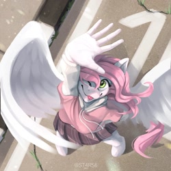 Size: 1500x1500 | Tagged: safe, artist:st4rs6, oc, oc only, oc:sugar morning, pegasus, anthro, clothes, equine, female, skirt, solo, wings