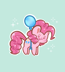 Size: 1080x1200 | Tagged: safe, artist:typhwosion, pinkie pie, earth pony, pony, g4, :3, :p, balloon, blushing, chibi, floating, solo, then watch her balloons lift her up to the sky, tongue out