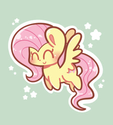 Size: 1080x1200 | Tagged: safe, artist:typhwosion, fluttershy, pegasus, pony, g4, blushing, chibi, eyes closed, smiling, solo