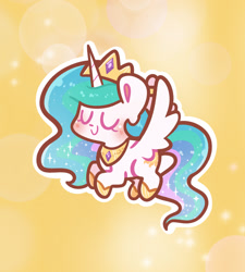 Size: 1080x1200 | Tagged: safe, artist:typhwosion, princess celestia, alicorn, pony, g4, blushing, chibi, eyes closed, smiling, solo