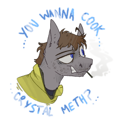 Size: 800x800 | Tagged: safe, artist:molars, oc, pegasus, pony, blue eyes, breaking bad, bust, clothes, drugs, hoodie, jesse pinkman, meth, ponified, portrait, simple background, smoke, smoking, solo, text, transparent background