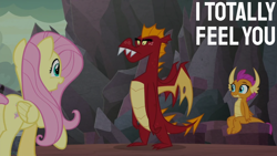 Size: 1920x1080 | Tagged: safe, edit, edited screencap, editor:quoterific, screencap, fluttershy, garble, smolder, dragon, g4, sweet and smoky