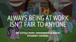 Size: 1920x1080 | Tagged: safe, edit, edited screencap, editor:quoterific, screencap, maud pie, mudbriar, silverstream, starlight glimmer, sunburst, terramar, trixie, earth pony, hippogriff, pony, unicorn, g4, student counsel, 2022, brother and sister, butt, female, frown, jewelry, lesson, male, mare, necklace, open mouth, plot, siblings, stallion, teenager