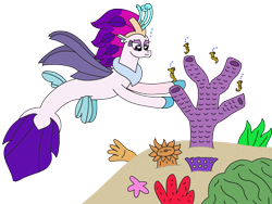 Size: 2868x2154 | Tagged: safe, artist:supahdonarudo, queen novo, seahorse, seapony (g4), starfish, series:novoember, g4, my little pony: the movie, coral, furry confusion, high res, seaweed, similarities, simple background, transparent background