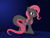 Size: 2948x2223 | Tagged: safe, artist:badumsquish, derpibooru exclusive, trixie, hybrid, monster pony, pony, salazzle, alternate cutie mark, alternate hair color, alternate hairstyle, bedroom eyes, eyeliner, eyeshadow, female, gradient background, long tail, looking at you, makeup, pokémon, ponified, ponymon, race swap, show accurate, slit pupils, smiling, smirk, solo, species swap, tail, two toned coat