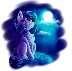 Size: 1752x1724 | Tagged: safe, artist:prettyshinegp, oc, oc only, pony, unicorn, chest fluff, female, full moon, horn, mare, moon, outdoors, simple background, smiling, solo, transparent background, unicorn oc