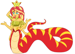 Size: 6693x4819 | Tagged: safe, artist:brutalityinc, sunset shimmer, lamia, original species, equestria girls, g4, belly button, breasts, cleavage, female, midriff, multiple arms, simple background, six arms, solo, sunset slither, transparent background