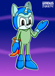 Size: 1455x2000 | Tagged: safe, artist:gradiusfanatic, oc, oc only, oc:astrus star, unicorn, anthro, barely pony related, horn, male, solo, sonic the hedgehog (series), sonicfied, unicorn oc