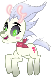 Size: 2167x3159 | Tagged: safe, artist:php178, derpibooru exclusive, skellinore, deer, hybrid, pony, reindeer, derpibooru, mlp fim's twelfth anniversary, g4, the break up breakdown, .svg available, antlers, badge, bandana, black sclera, blue mane, blue tail, blush sticker, blushing, clothes, cute, derpibooru badge, eyebrows, female, full body, glowing, glowing antlers, glowing horn, green pupils, happy, happy nightmare night, heart, high res, horn, interpolated, interpretation, looking at you, mare, meta, movie accurate, nightmare night, plushie, pony plushie, prancing, race swap, raised eyebrow, scarf, simple background, skellibetes, skinny, smiling, smiling at you, solo, species swap, stitches, svg, tail, that was fast, thin, transparent background, vector