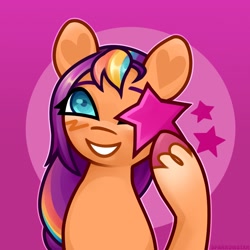 Size: 1800x1800 | Tagged: safe, artist:pipp_petal, sunny starscout, earth pony, pony, g5, female, mane stripe sunny, mare, smiling, solo, stars