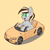 Size: 1668x1668 | Tagged: safe, artist:zeroonesunray, oc, oc only, oc:raxella gessu, pegasus, pony, car, cardboard, driving, female, filly, foal, male, no pupils, simple background, sitting, solo, toyota supra