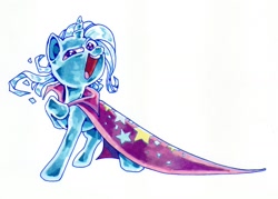 Size: 1500x1073 | Tagged: safe, artist:batshaped, trixie, pony, unicorn, g4, female, mare, open mouth, open smile, simple background, smiling, solo, white background
