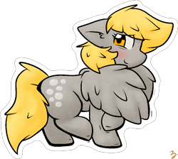 Size: 810x725 | Tagged: safe, artist:zutcha, derpy hooves, pegasus, pony, g4, blushing, simple background, solo, transparent background