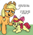 Size: 1879x1980 | Tagged: safe, artist:doodledonutart, apple bloom, applejack, earth pony, pony, g4, apple sisters, female, filly, foal, head pat, mare, pat, ponytober, ponytober 2022, siblings, sisters, text