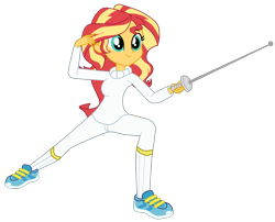 Size: 2852x2306 | Tagged: safe, artist:gmaplay, sunset shimmer, human, a queen of clubs, equestria girls, g4, my little pony equestria girls: better together, female, fencing, high res, simple background, solo, sword, transparent background, weapon