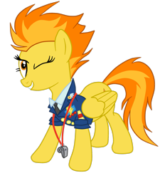 Size: 1473x1588 | Tagged: safe, artist:gmaplay, spitfire, pegasus, pony, g4, clothes, female, mare, necktie, one eye closed, simple background, solo, spitfire's tie, spitfire's whistle, transparent background, uniform, vector, whistle, wonderbolts dress uniform