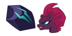Size: 290x145 | Tagged: safe, fizzlepop berrytwist, tempest shadow, pony, unicorn, g4, my little pony: the movie, broken horn, bust, cursor, female, horn, simple background, solo, transparent background