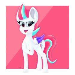Size: 3199x3199 | Tagged: safe, artist:gaffy, zipp storm, pegasus, pony, g5, colored wings, female, folded wings, high res, hoof on chest, looking at you, mare, open mouth, open smile, smiling, smiling at you, solo, wings