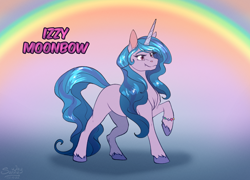 Size: 1400x1006 | Tagged: safe, artist:sunny way, izzy moonbow, pony, unicorn, g5, cute, female, horn, mare, rainbow, smiling, solo