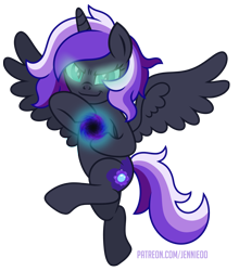 Size: 880x1000 | Tagged: safe, artist:jennieoo, oc, oc:aliss, alicorn, pony, evil smile, grin, looking at you, patreon, patreon reward, show accurate, simple background, smiling, solo, spread wings, transparent background, vector, wings