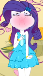 Size: 720x1280 | Tagged: safe, edit, edited screencap, screencap, rarity, human, a photo booth story, equestria girls, g4, my little pony equestria girls: summertime shorts, bare shoulders, blushing, cropped, face edit, fall formal outfits, puffy cheeks, red face, sleeveless, solo