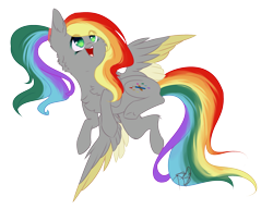 Size: 2295x1760 | Tagged: safe, artist:prettyshinegp, oc, oc only, pegasus, pony, :d, chest fluff, eye clipping through hair, female, flying, looking up, mare, multicolored hair, open mouth, open smile, pegasus oc, rainbow hair, simple background, smiling, solo, transparent background
