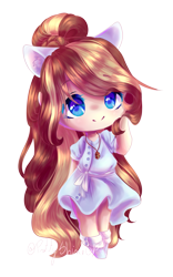 Size: 1233x1972 | Tagged: safe, alternate version, artist:prettyshinegp, oc, oc only, oc:gabby, human, clothes, dress, eared humanization, female, humanized, jewelry, necklace, simple background, smiling, solo, transparent background