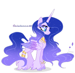 Size: 1992x1952 | Tagged: safe, artist:existencecosmos188, oc, oc only, oc:existence, alicorn, pony, alicorn oc, ethereal mane, hoof polish, horn, peytral, simple background, smiling, solo, starry mane, transparent background, wings