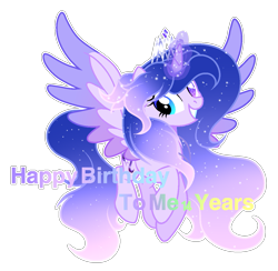 Size: 1167x1137 | Tagged: safe, artist:existencecosmos188, oc, oc only, oc:existence, alicorn, pony, g4, alicorn oc, colored wings, eyelashes, female, flying, glowing, glowing horn, grin, heterochromia, horn, mare, simple background, smiling, spread wings, transparent background, two toned wings, wings