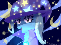 Size: 1280x960 | Tagged: safe, artist:pendisplay, trixie, pony, unicorn, g4, brooch, cape, clothes, gem, hat, jewelry, solo, trixie's brooch, trixie's cape, trixie's hat
