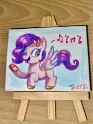 Size: 1536x2048 | Tagged: safe, artist:jowyb, pipp petals, pegasus, pony, g5, canvas, commission, irl, photo, traditional art