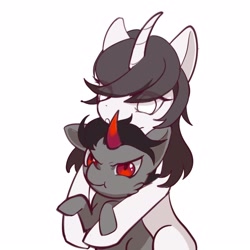 Size: 1600x1600 | Tagged: safe, king sombra, oc, oc:taoyvfei, pony, umbrum, unicorn, g4, baby, colt, colt sombra, foal, horn, male, simple background, unicorn oc, white background