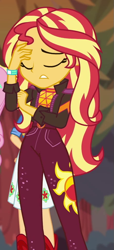 Size: 441x969 | Tagged: safe, screencap, applejack, fluttershy, sunset shimmer, human, equestria girls, equestria girls specials, g4, my little pony equestria girls: better together, my little pony equestria girls: sunset's backstage pass, cropped