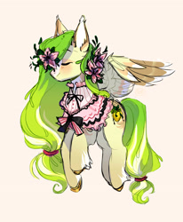 Size: 2203x2677 | Tagged: safe, artist:pandachenn, oc, pegasus, pony, clothes, flower, flower in hair, high res, solo