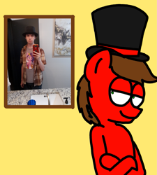 Size: 1275x1414 | Tagged: safe, artist:professorventurer, oc, oc:professor venturer, human, pegasus, pony, crossed hooves, face reveal, frame, hat, irl, irl human, male, pegasus oc, photo, top hat