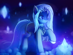 Size: 1420x1080 | Tagged: safe, artist:adagiostring, oc, oc only, earth pony, pony, commission, crystal, cute, female, long mane, solo